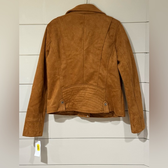 NEW Jou Jou Brandy Brown Faux-Suede Moto Jacket Size Large - Picture 6 of 12